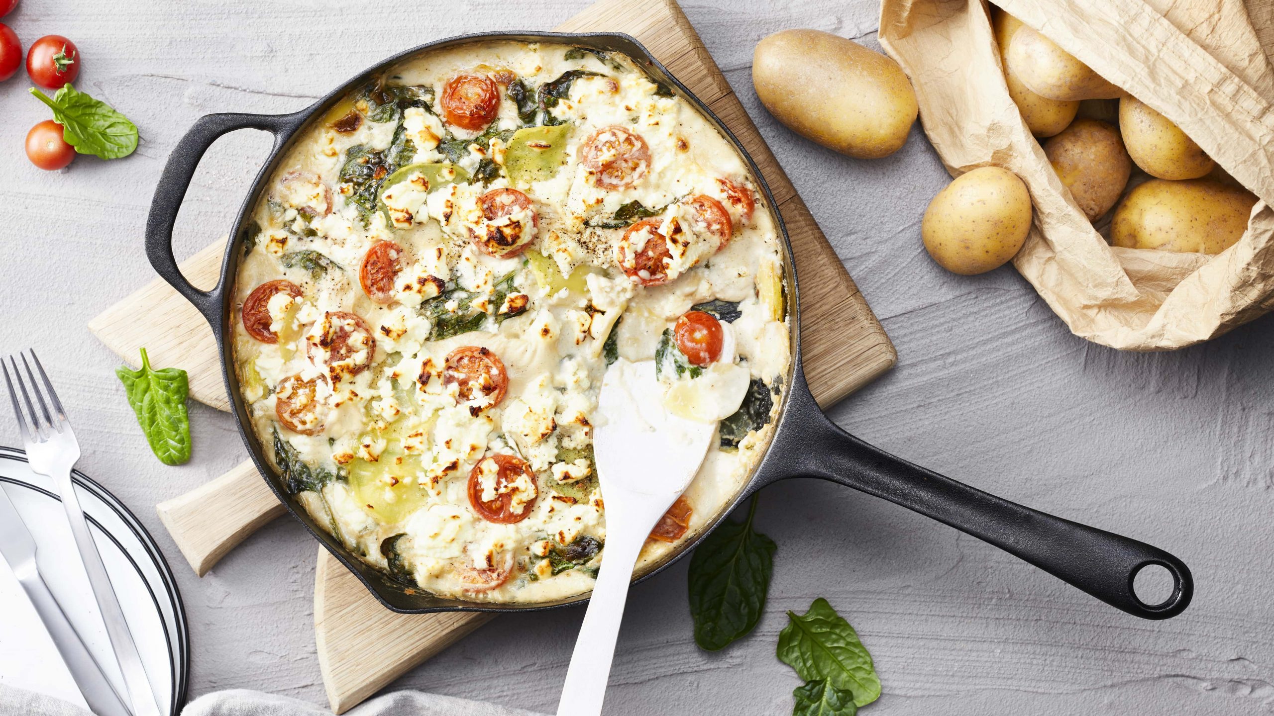 Kartoffel-Feta-Spinat-Auflauf