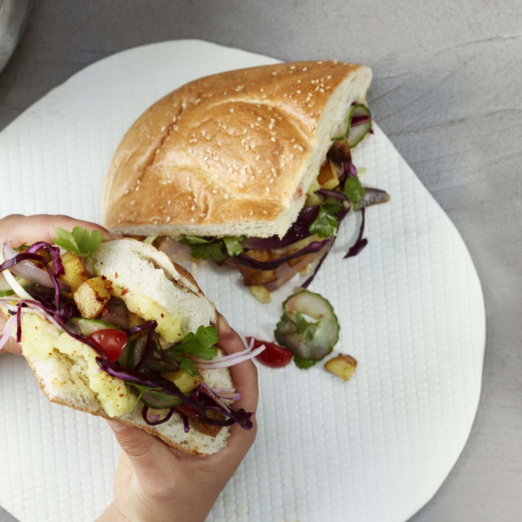 Kartoffeldoener mit Skordalia