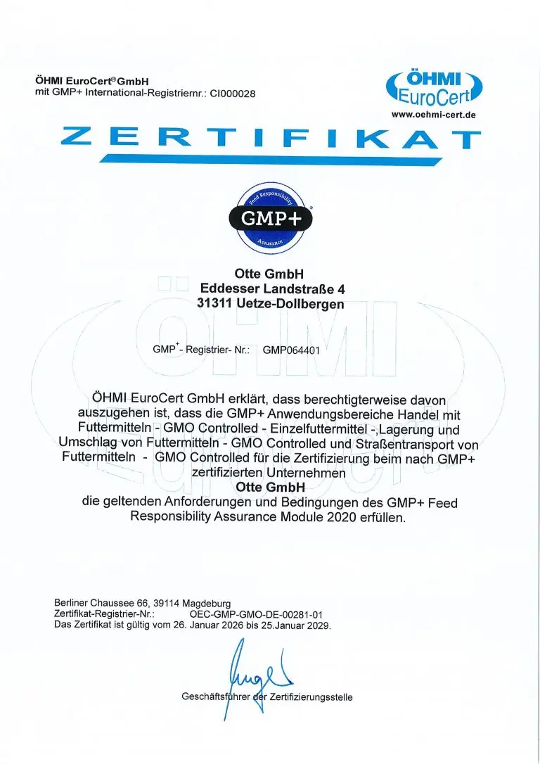 GMP + FRA Zertifikat - OTTE GmbH Seite 1